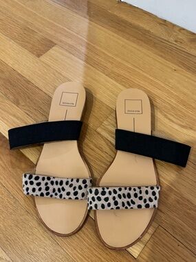 Dolce Vita Black & Leopard Slide Sandals